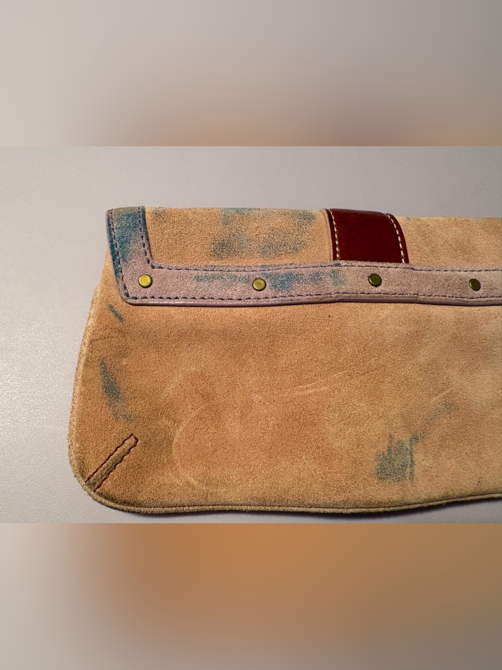 Coach Y2K Pink/Purple Suede and Leather Small Soho Wristlet Clutch— FLAWS! - Picture 4 of 15